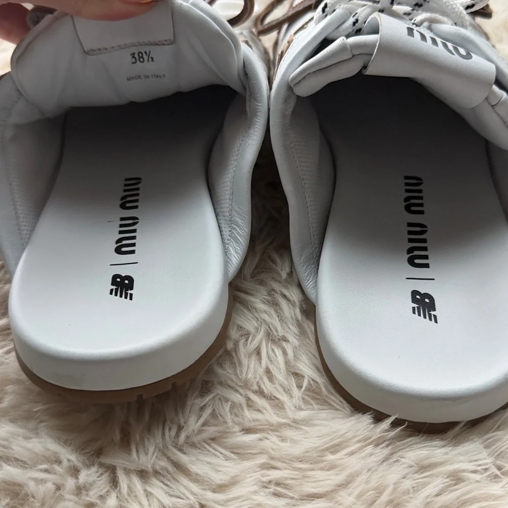 Miu Miu White and Brown Mules - Picture 4 of 5